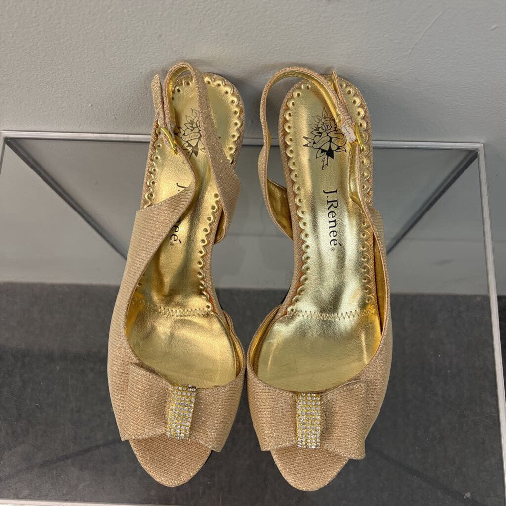 J. Renee Dayna Gold Shimmer Heels 8