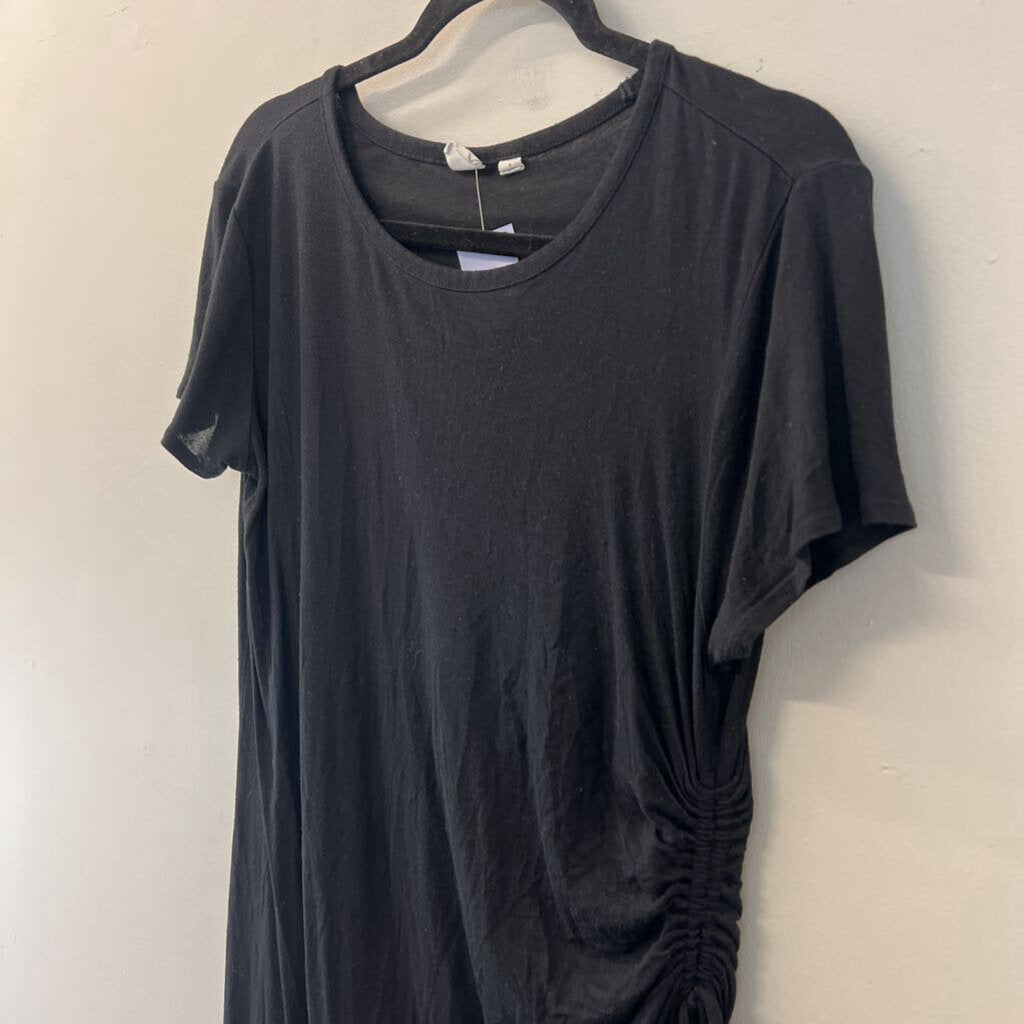 Gap Black Short Sleeve Ruched Side Midi Dress Small