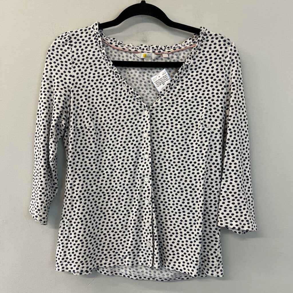 Boden White/ Navy Polka Dot Button Down Top 6R