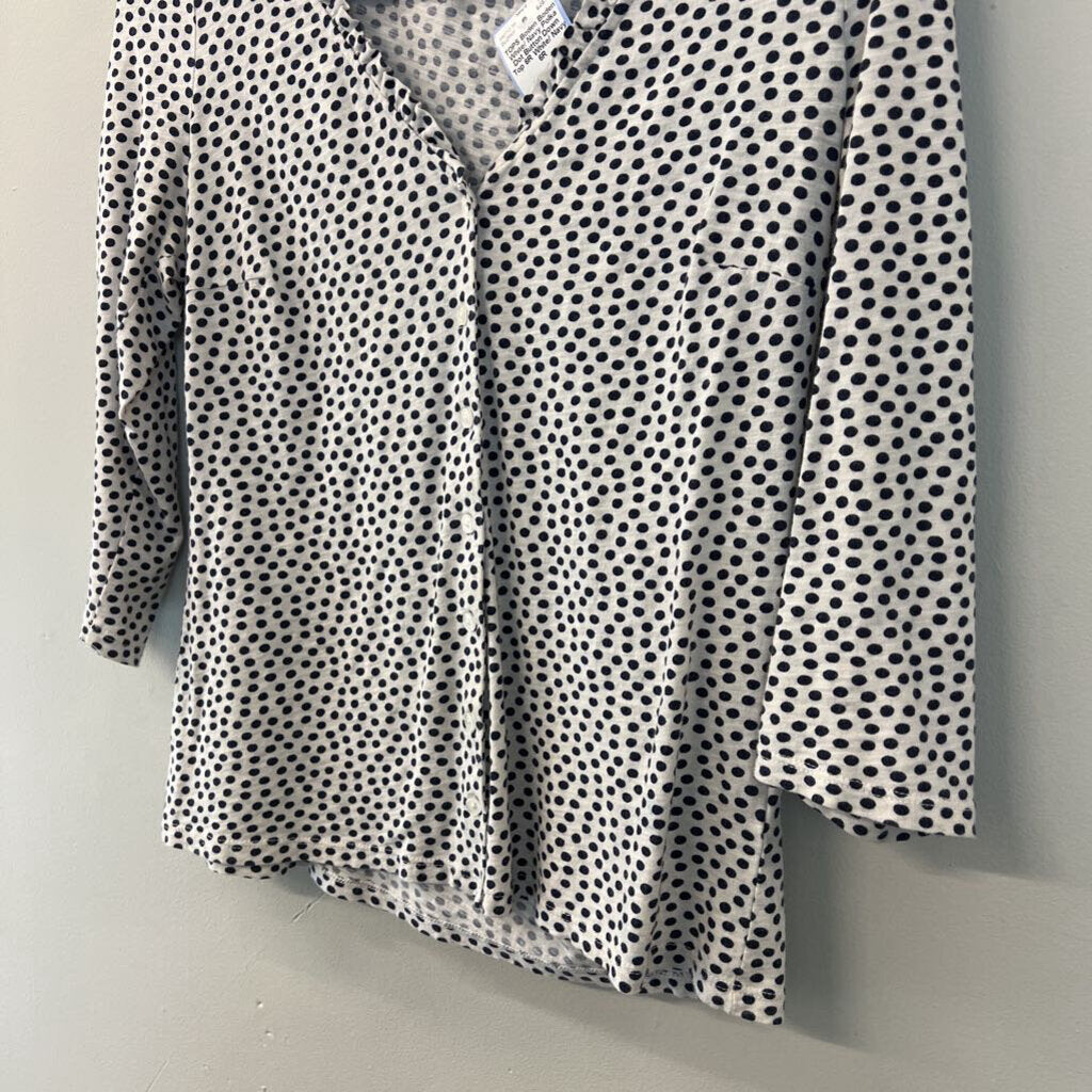 Boden White/ Navy Polka Dot Button Down Top 6R