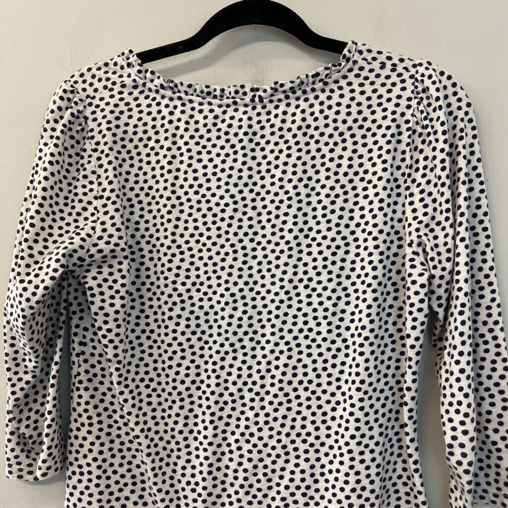 Boden White/ Navy Polka Dot Button Down Top 6R