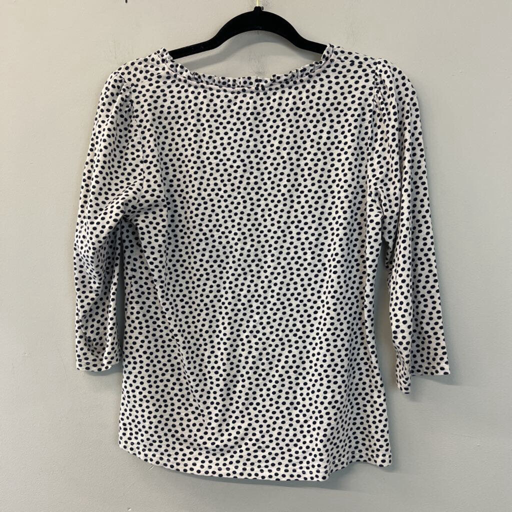 Boden White/ Navy Polka Dot Button Down Top 6R