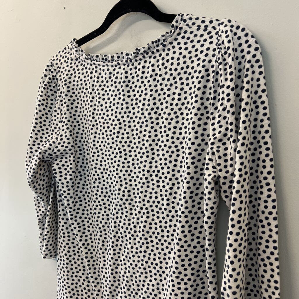 Boden White/ Navy Polka Dot Button Down Top 6R