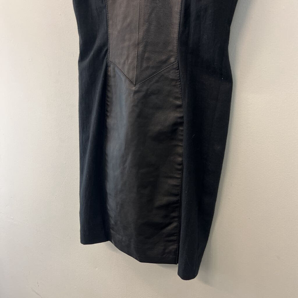 Wilsons Black Leather Fabric Sides Sleeveless Dress Small
