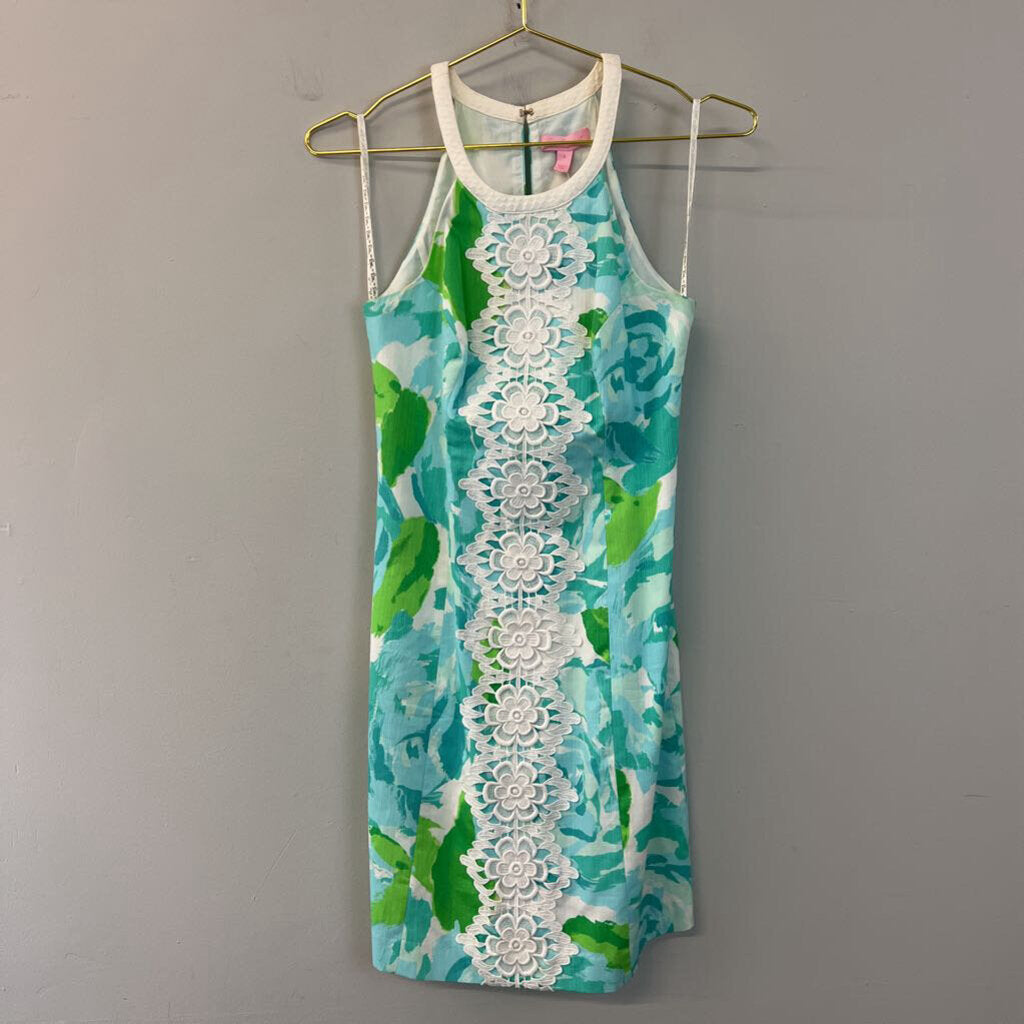Lilly Pulitzer Blue/ White Print Pearl Shift Dress 0