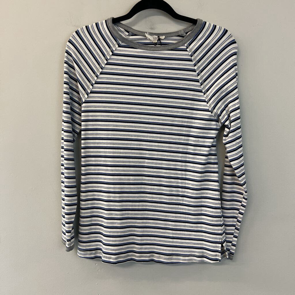 Easel White/ Blue Striped Long Sleeve Top Small