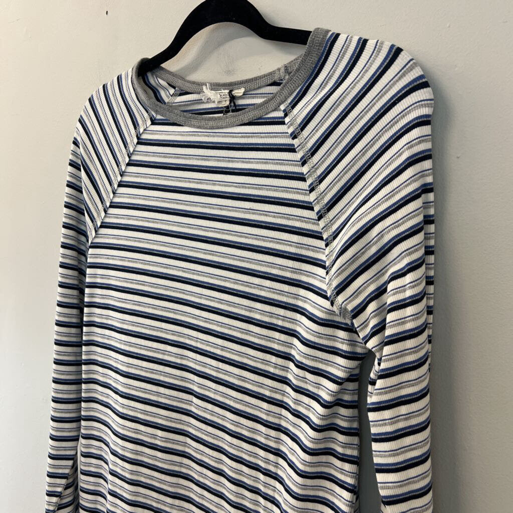 Easel White/ Blue Striped Long Sleeve Top Small