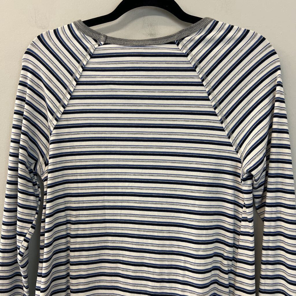 Easel White/ Blue Striped Long Sleeve Top Small
