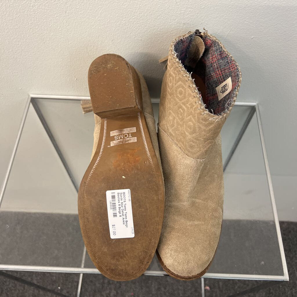 Toms Beige Suede Star Detail Ankle Booties 8