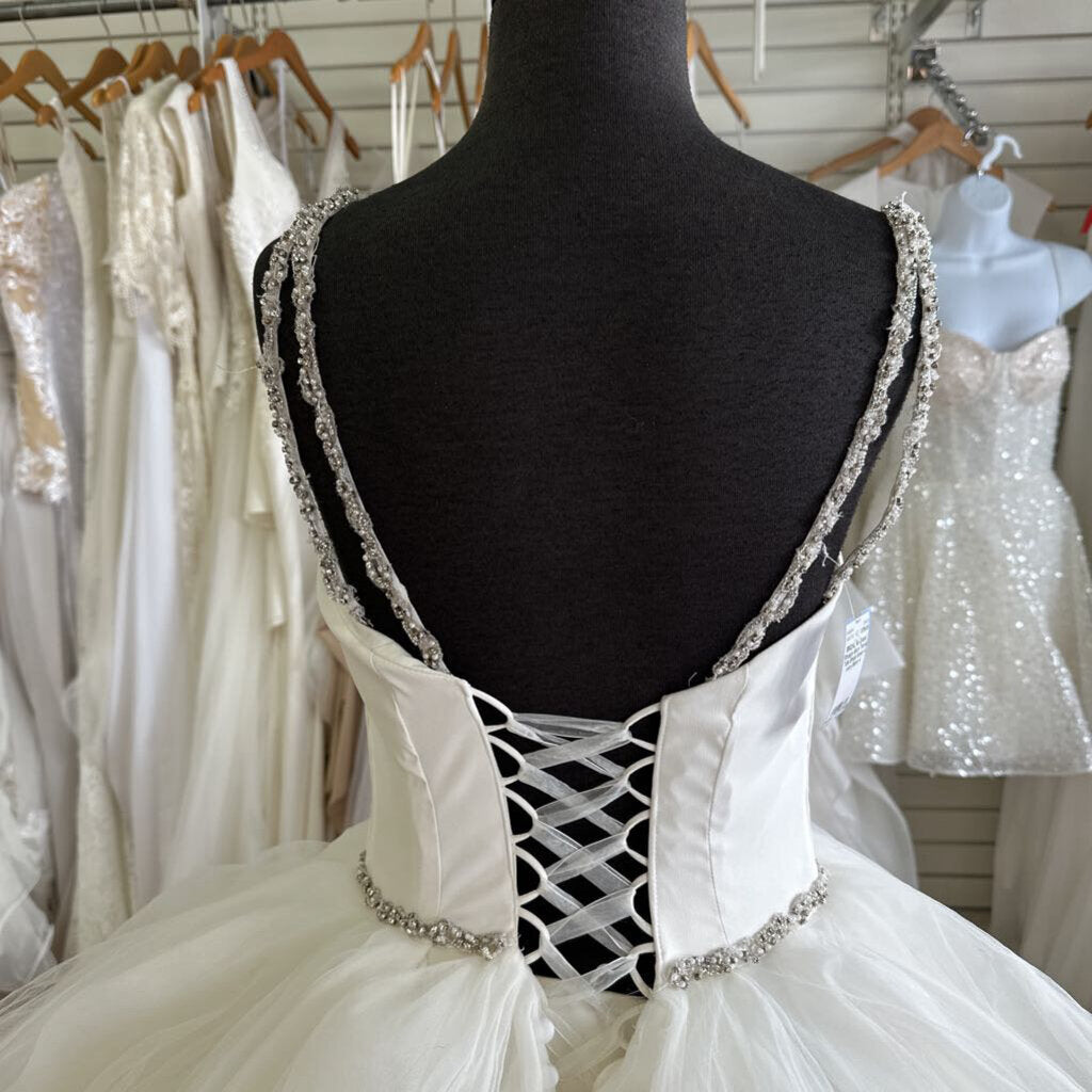 Strappy Back Tiered Tulle Bridal Gown 4