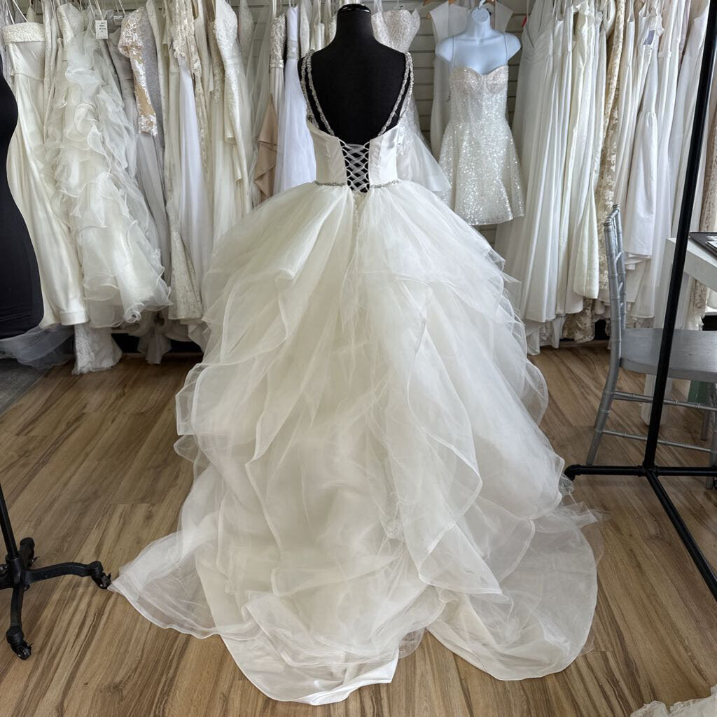 Strappy Back Tiered Tulle Bridal Gown 4