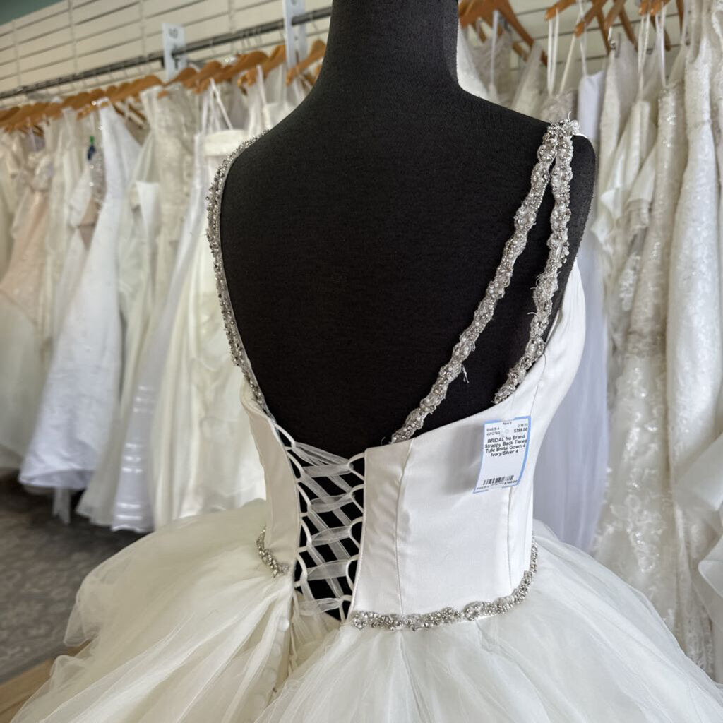 Strappy Back Tiered Tulle Bridal Gown 4
