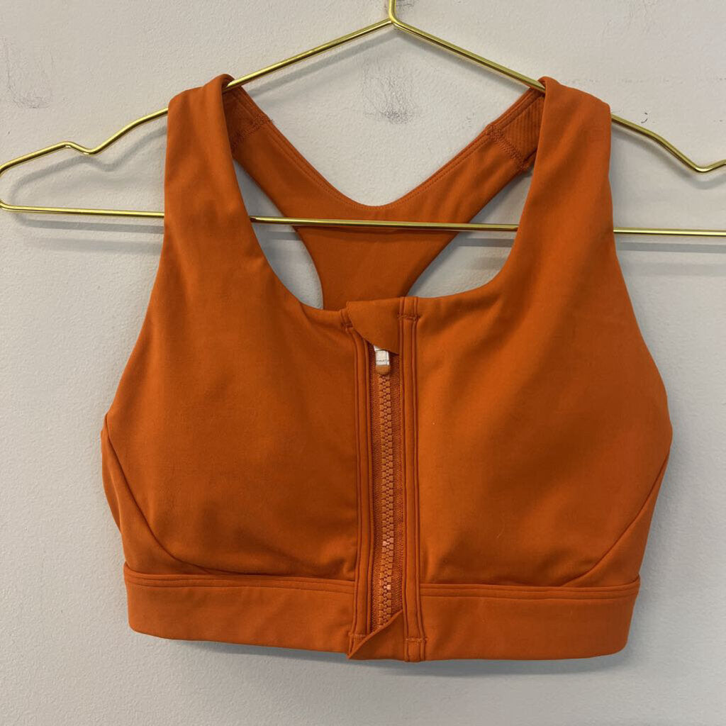 Athleta Orange Zip Up Front Sports Bra Extra Small
