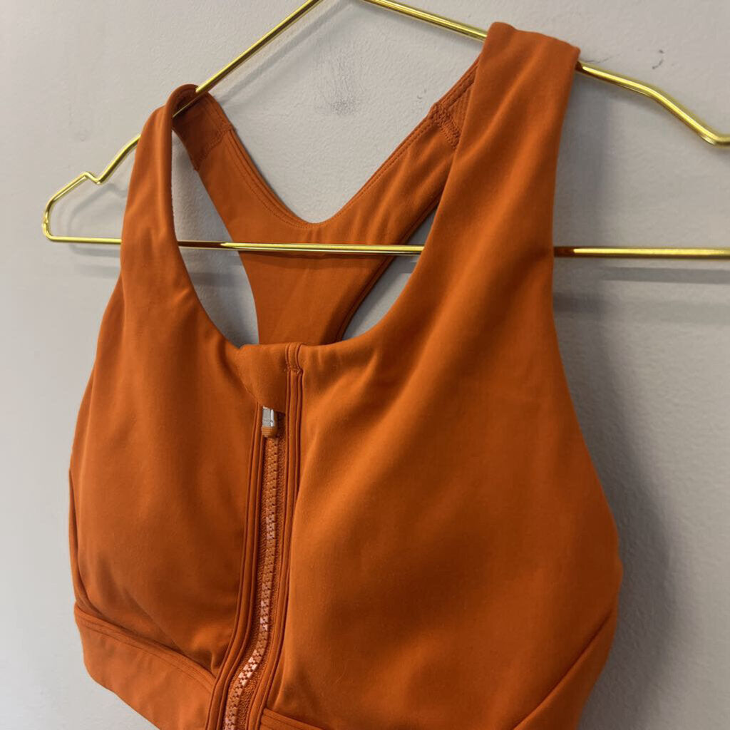 Athleta Orange Zip Up Front Sports Bra Extra Small
