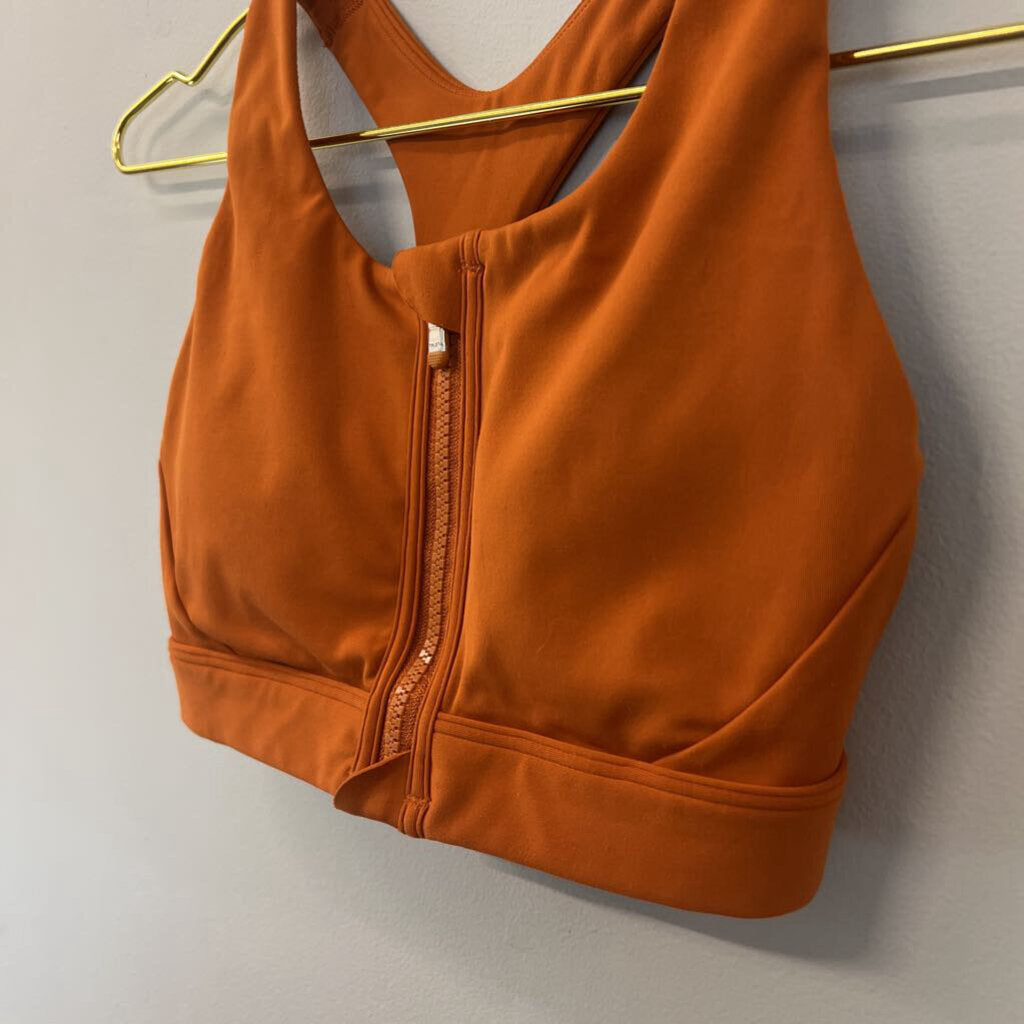 Athleta Orange Zip Up Front Sports Bra Extra Small