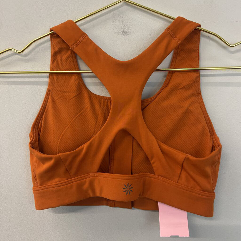 Athleta Orange Zip Up Front Sports Bra Extra Small