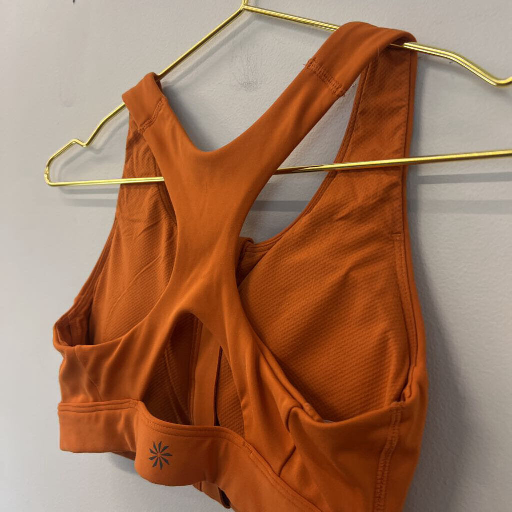 Athleta Orange Zip Up Front Sports Bra Extra Small
