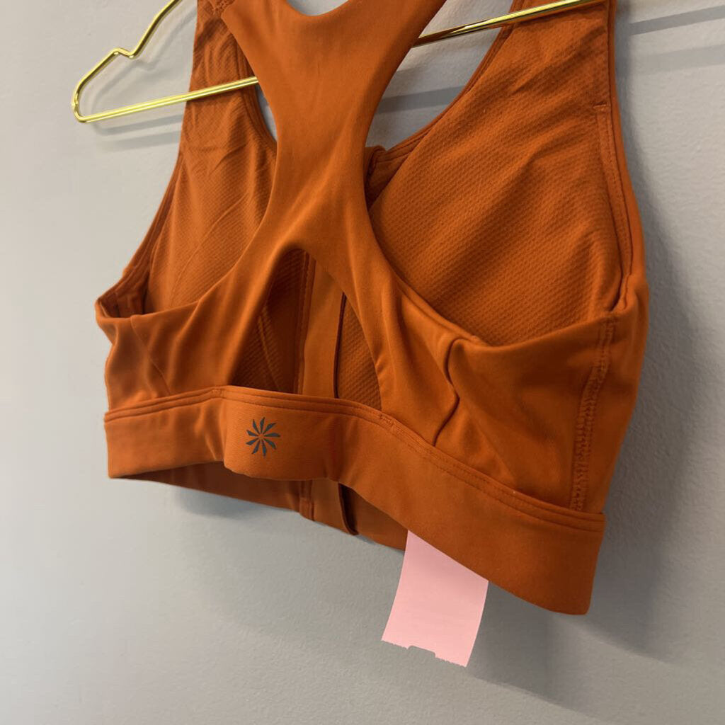 Athleta Orange Zip Up Front Sports Bra Extra Small
