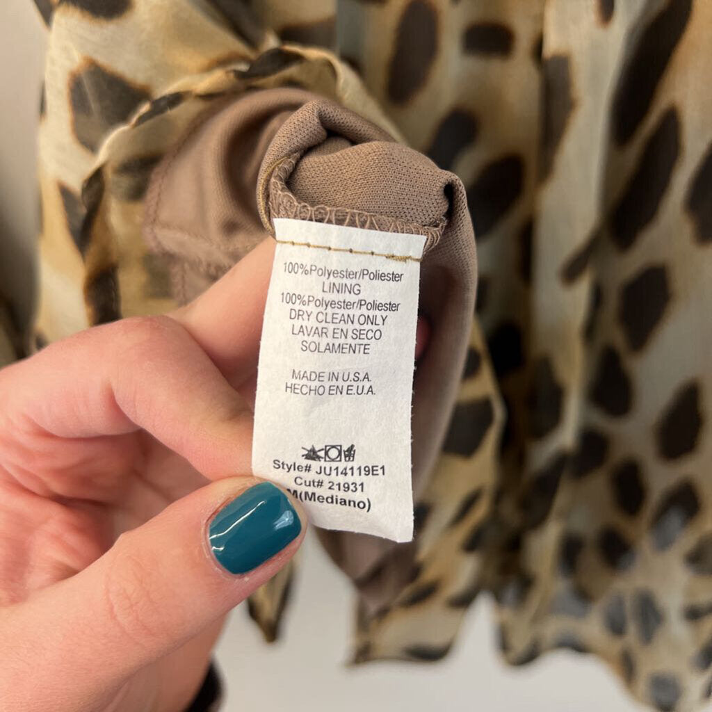 Final Touch Brown/ Black Long Sleeve Animal Print Romper Medium