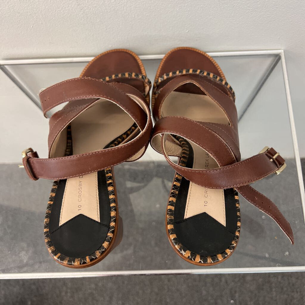 Derek Lam Brown Leather Strappy Black Heels 9