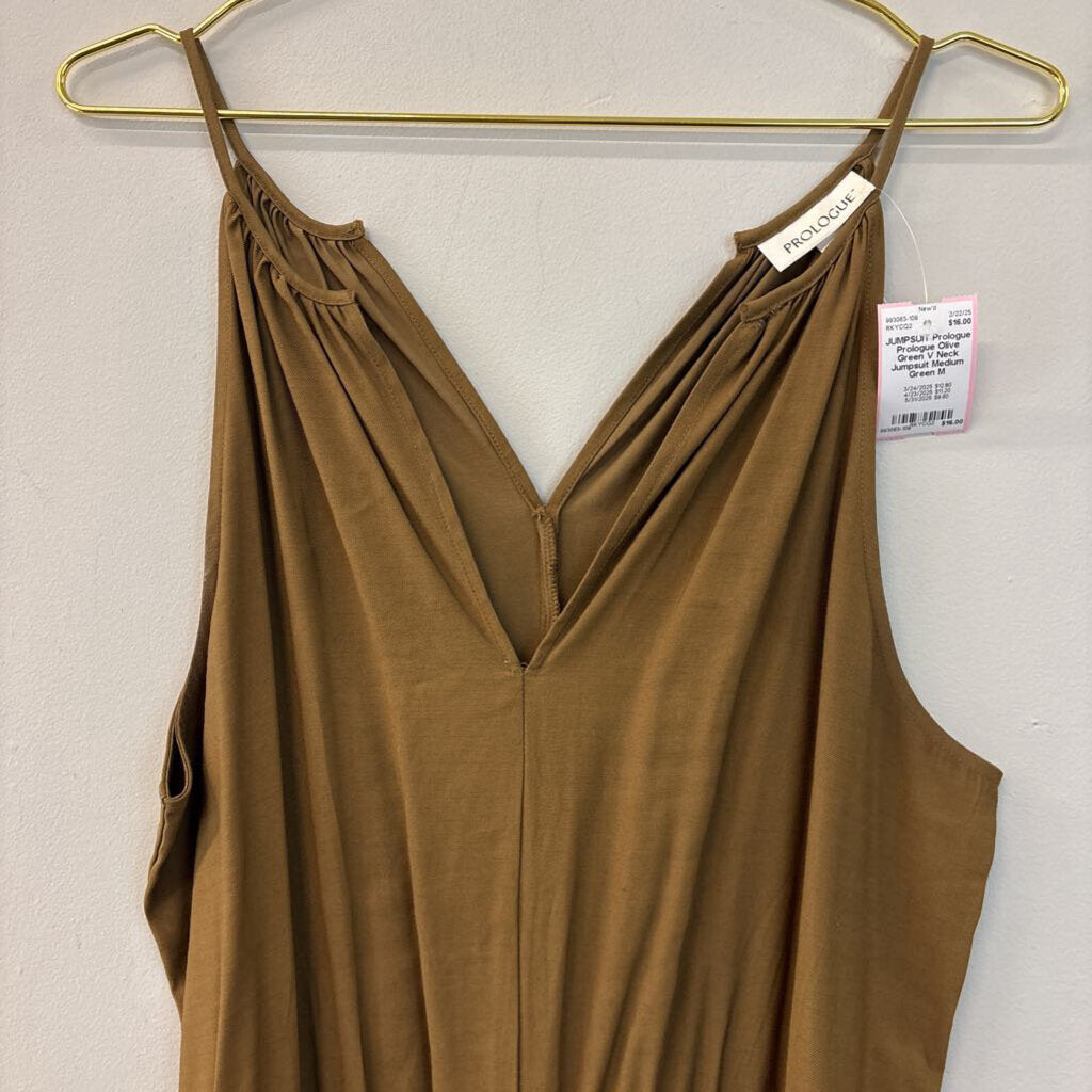 Prologue Olive Green V Neck Jumpsuit Medium