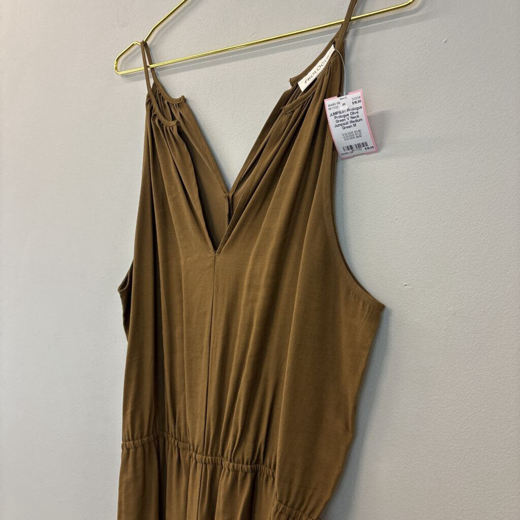 Prologue Olive Green V Neck Jumpsuit Medium