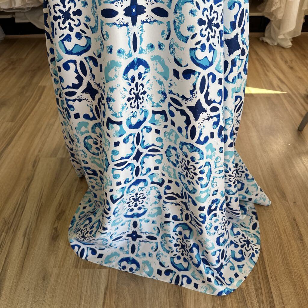 Betsy & Adam Printed A-Line Long Formal Dress 8