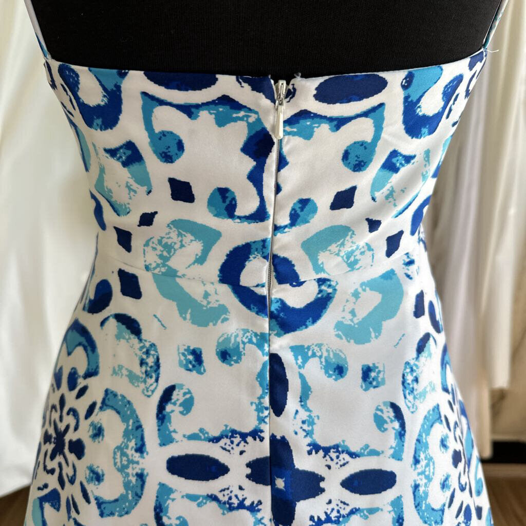 Betsy & Adam Printed A-Line Long Formal Dress 8