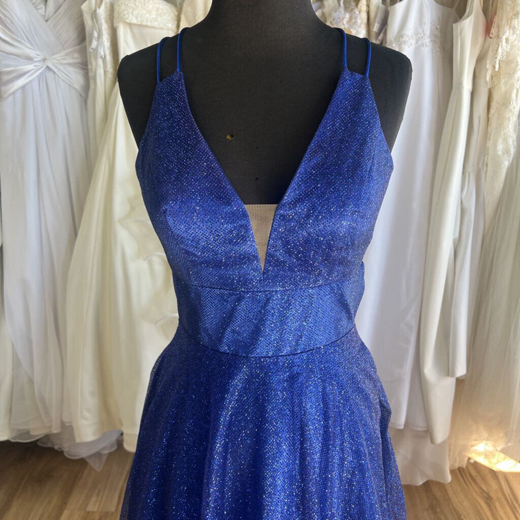 Studio 17 Shimmer A-Line Royal Blue Long Formal 4