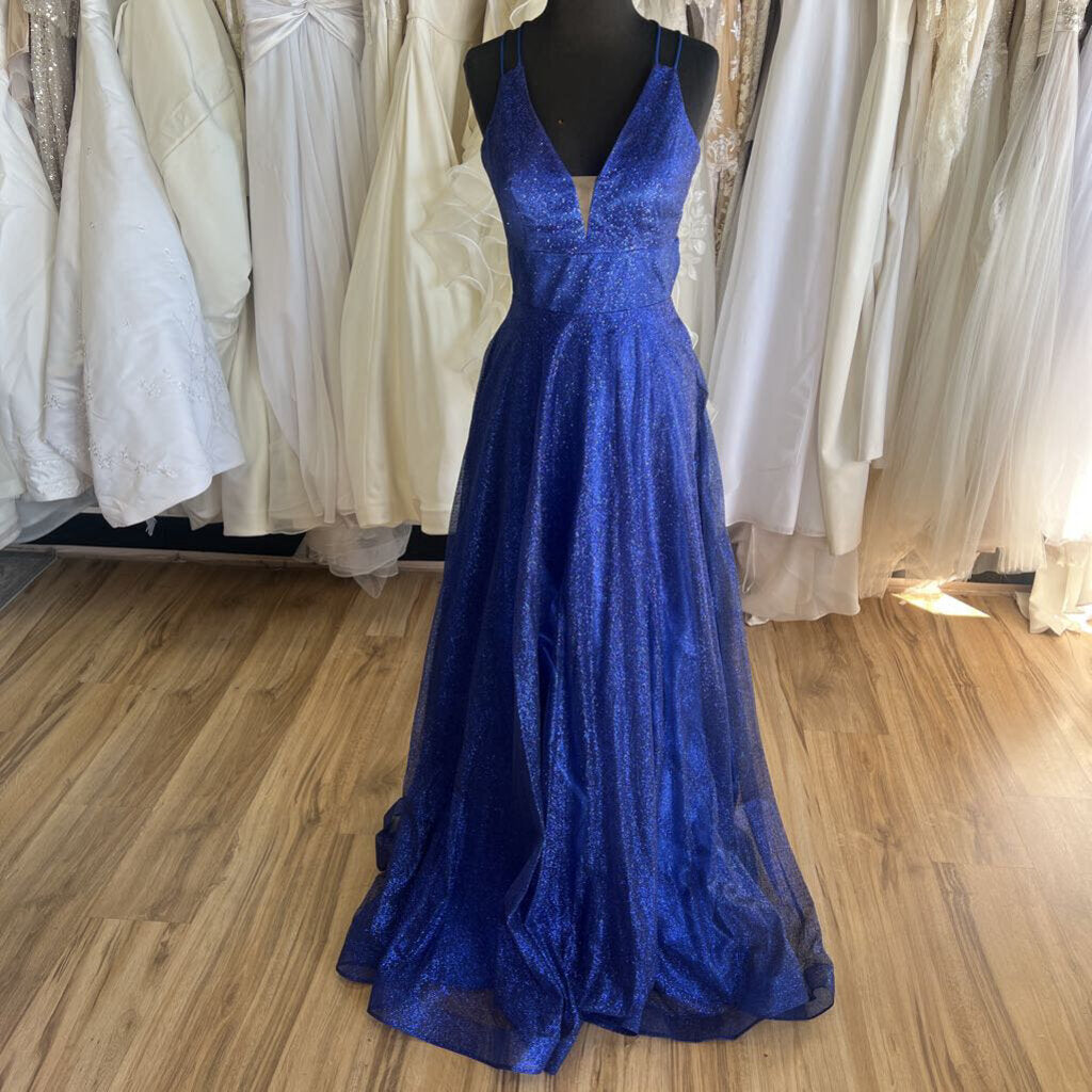 Studio 17 Shimmer A-Line Royal Blue Long Formal 4