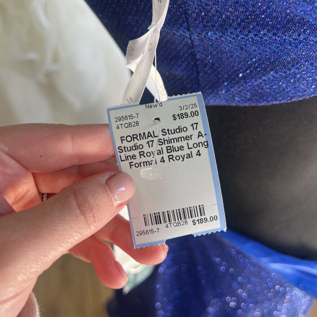 Studio 17 Shimmer A-Line Royal Blue Long Formal 4