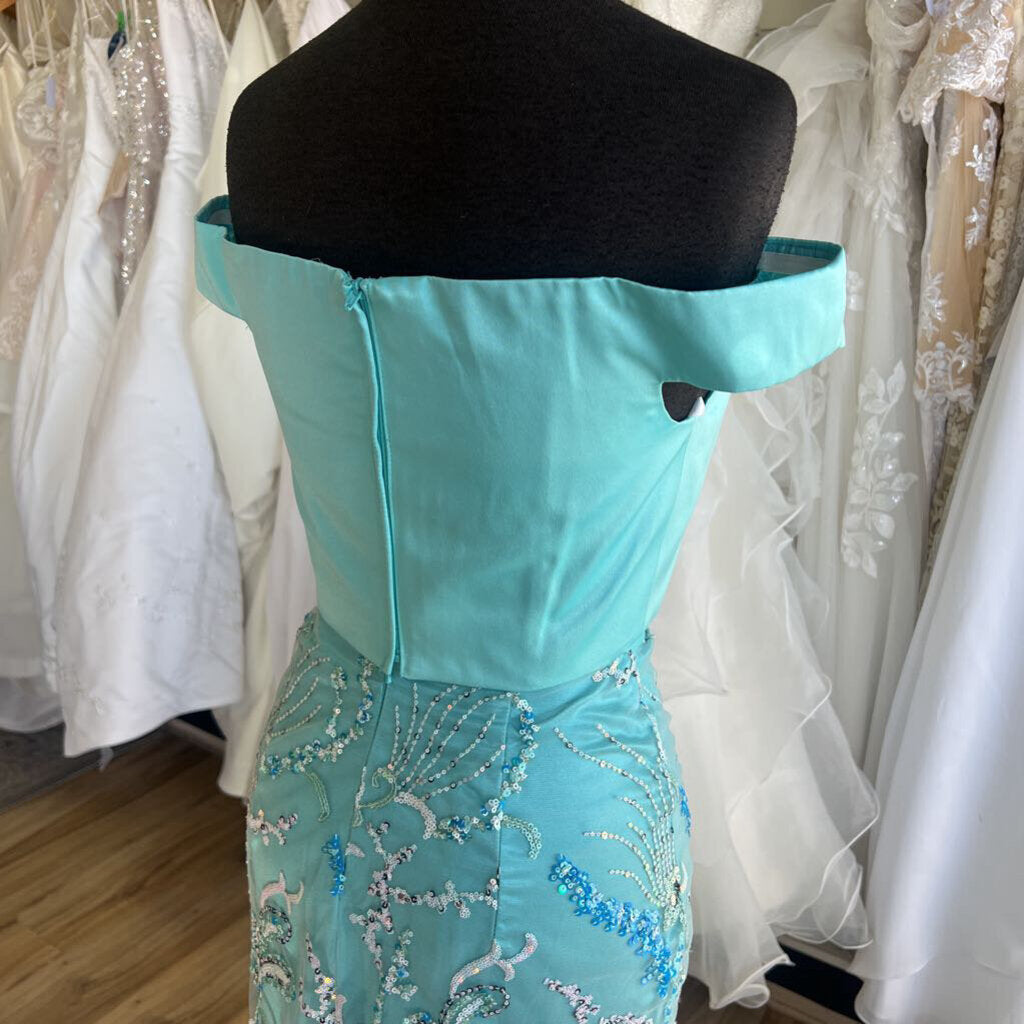 Panoply Aqua Two Piece Sequin Long Formal 2