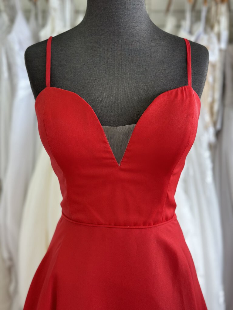 Studio 17 Red Lace-Up Back Chiffon Long Formal 12
