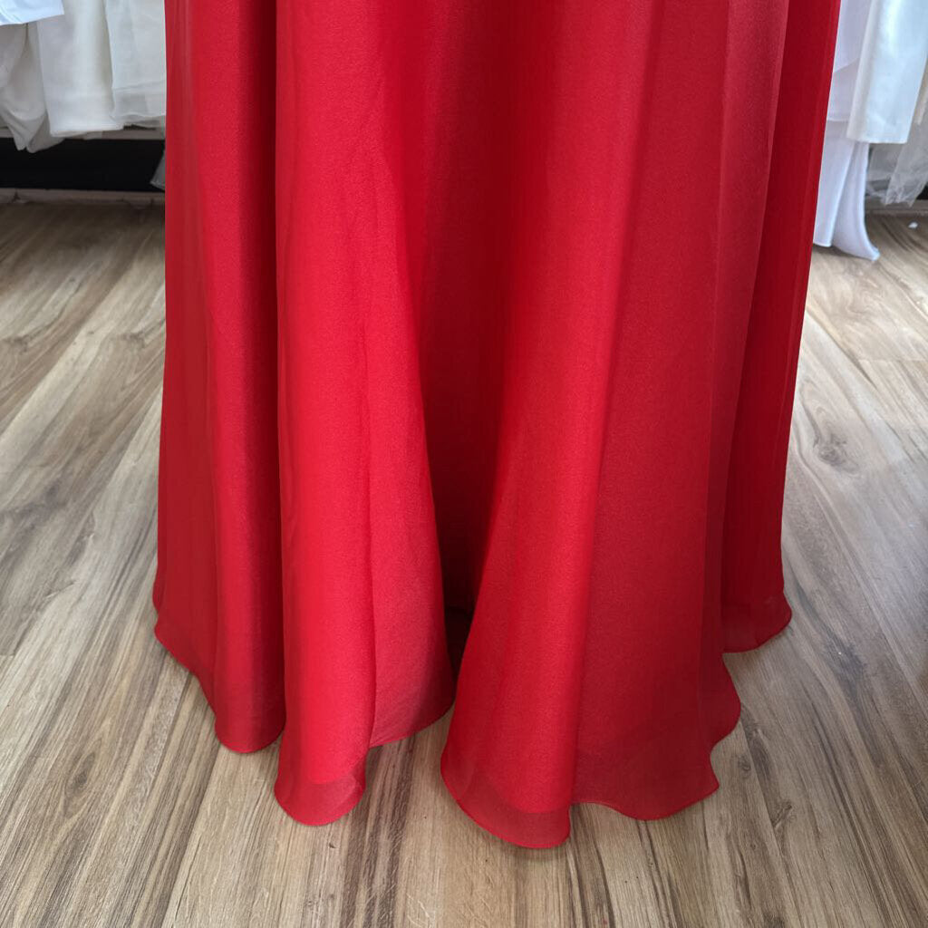 Studio 17 Red Lace-Up Back Chiffon Long Formal 12