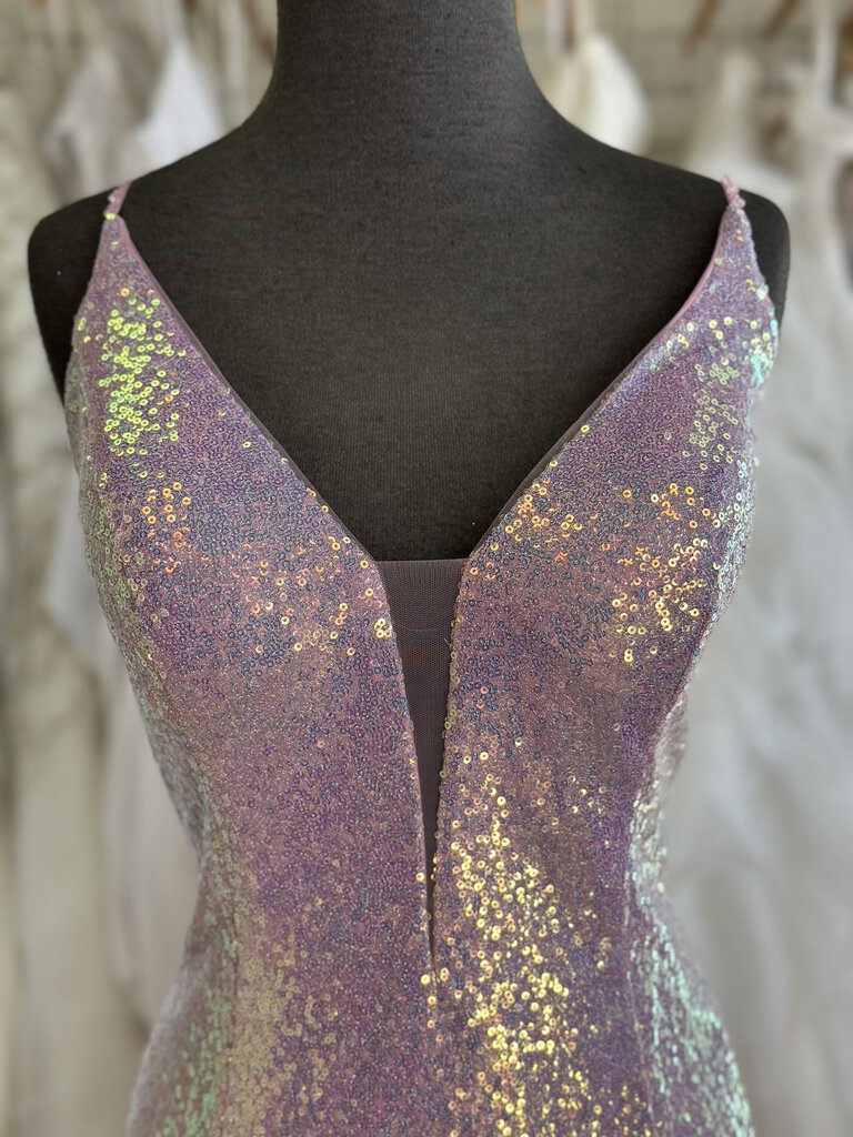 Ellie Wilde Fitted Pink Sequin Long Formal 10