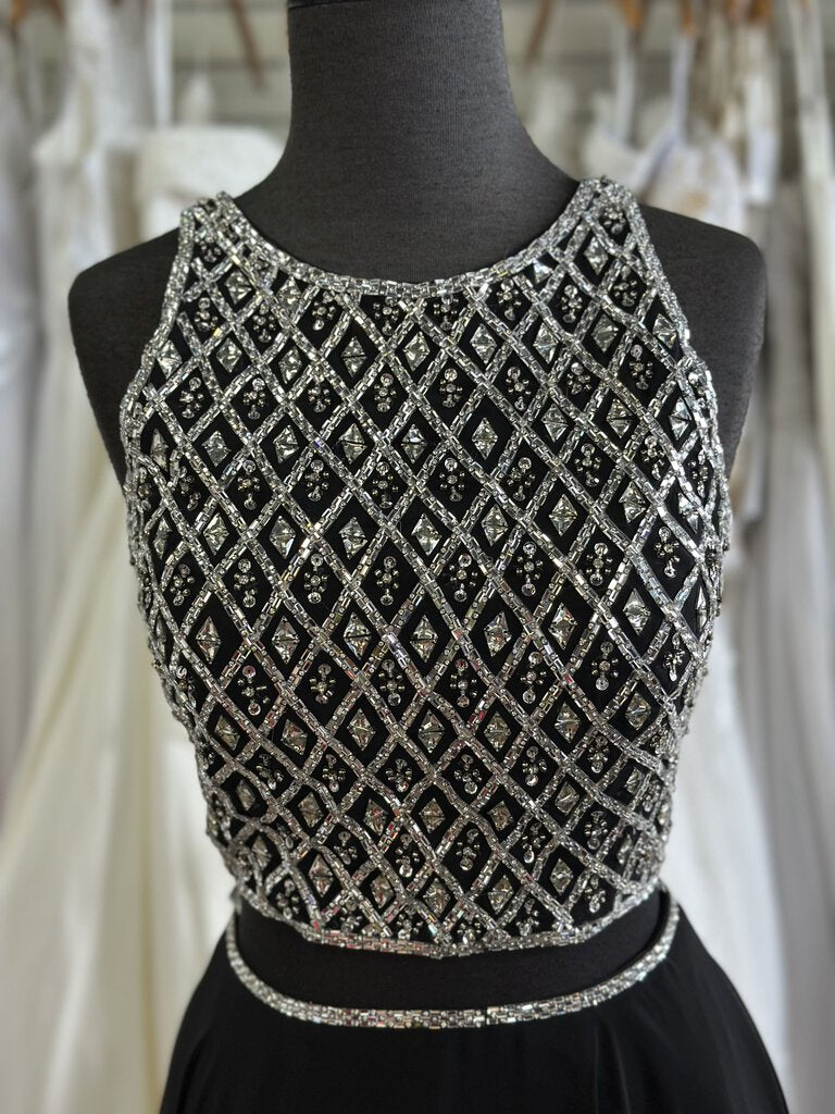 Tiffany Black/Silver Two-Piece Long Formal 10