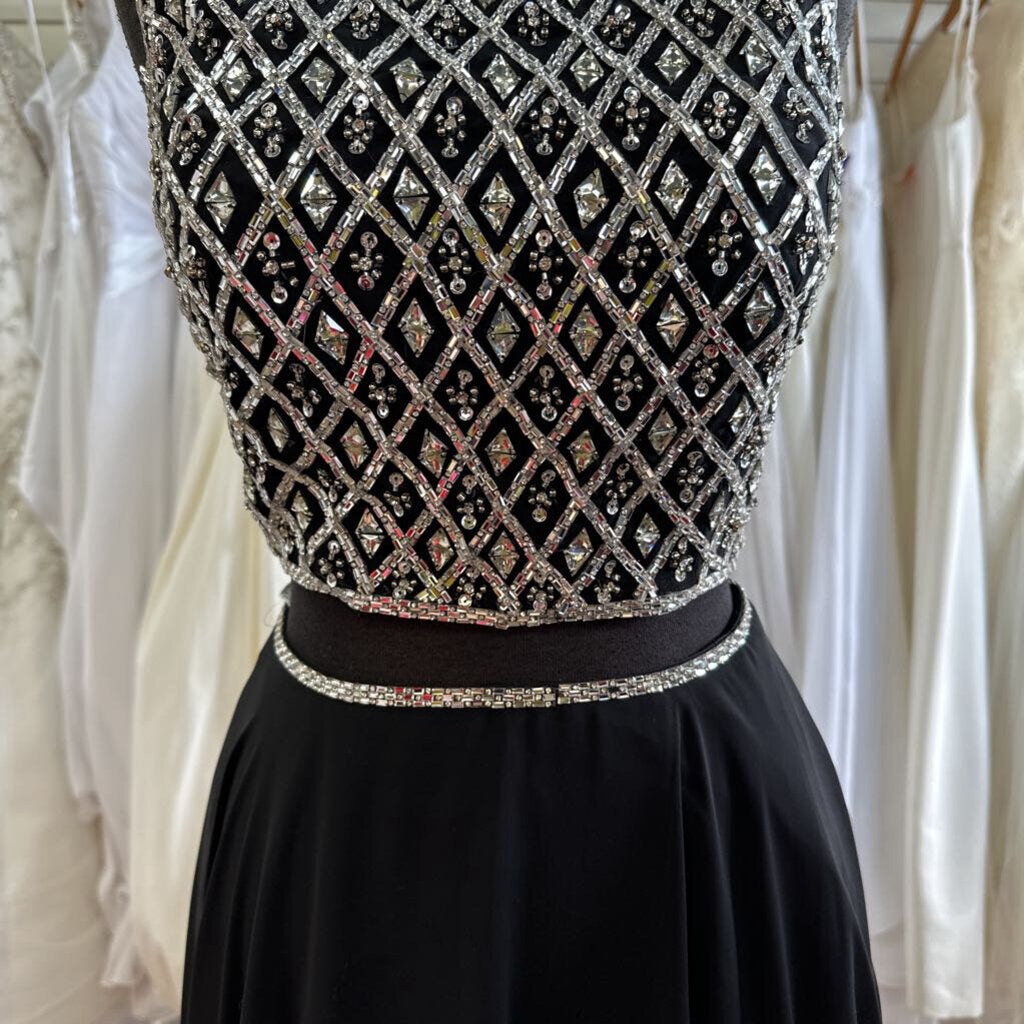 Tiffany Black/Silver Two-Piece Long Formal 10