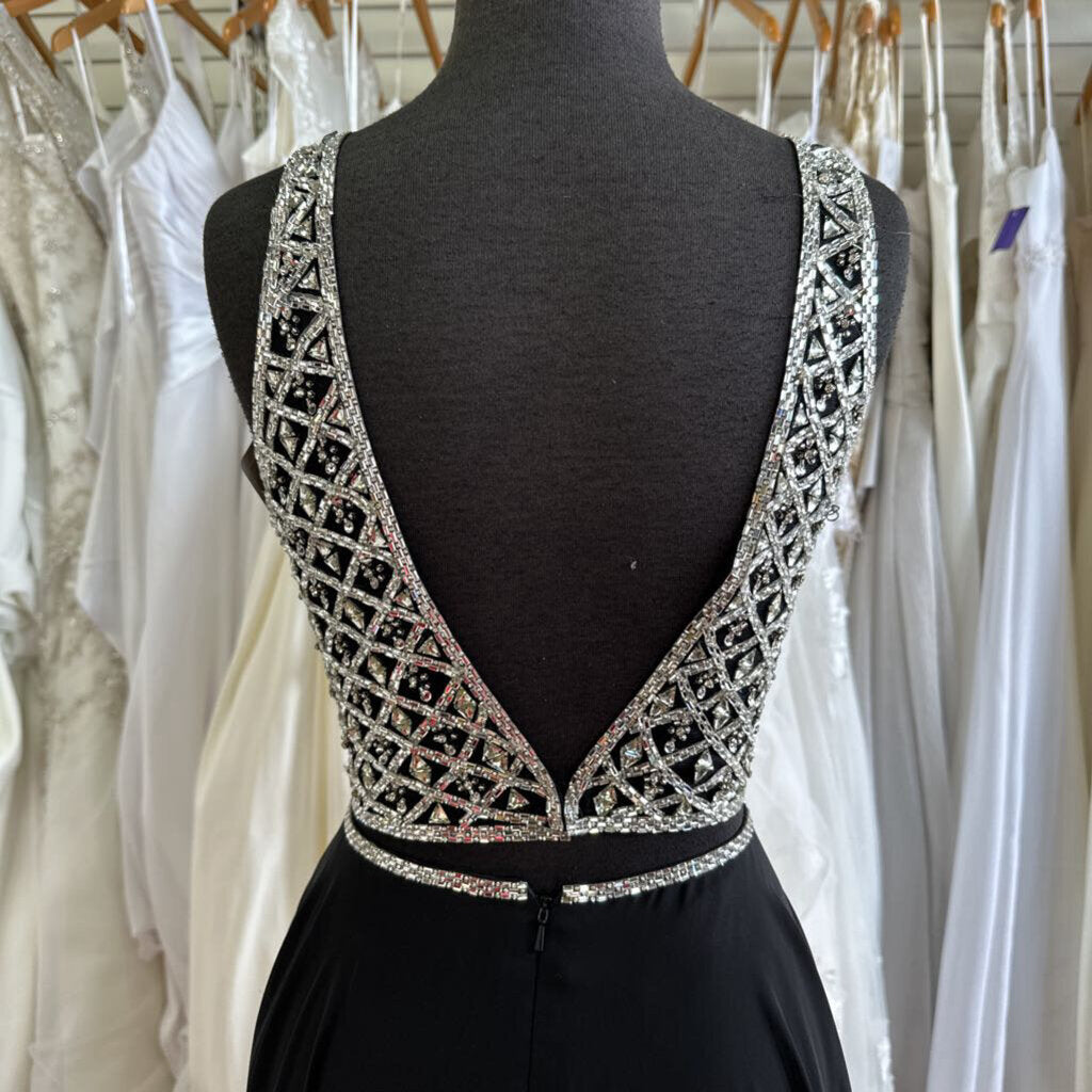 Tiffany Black/Silver Two-Piece Long Formal 10