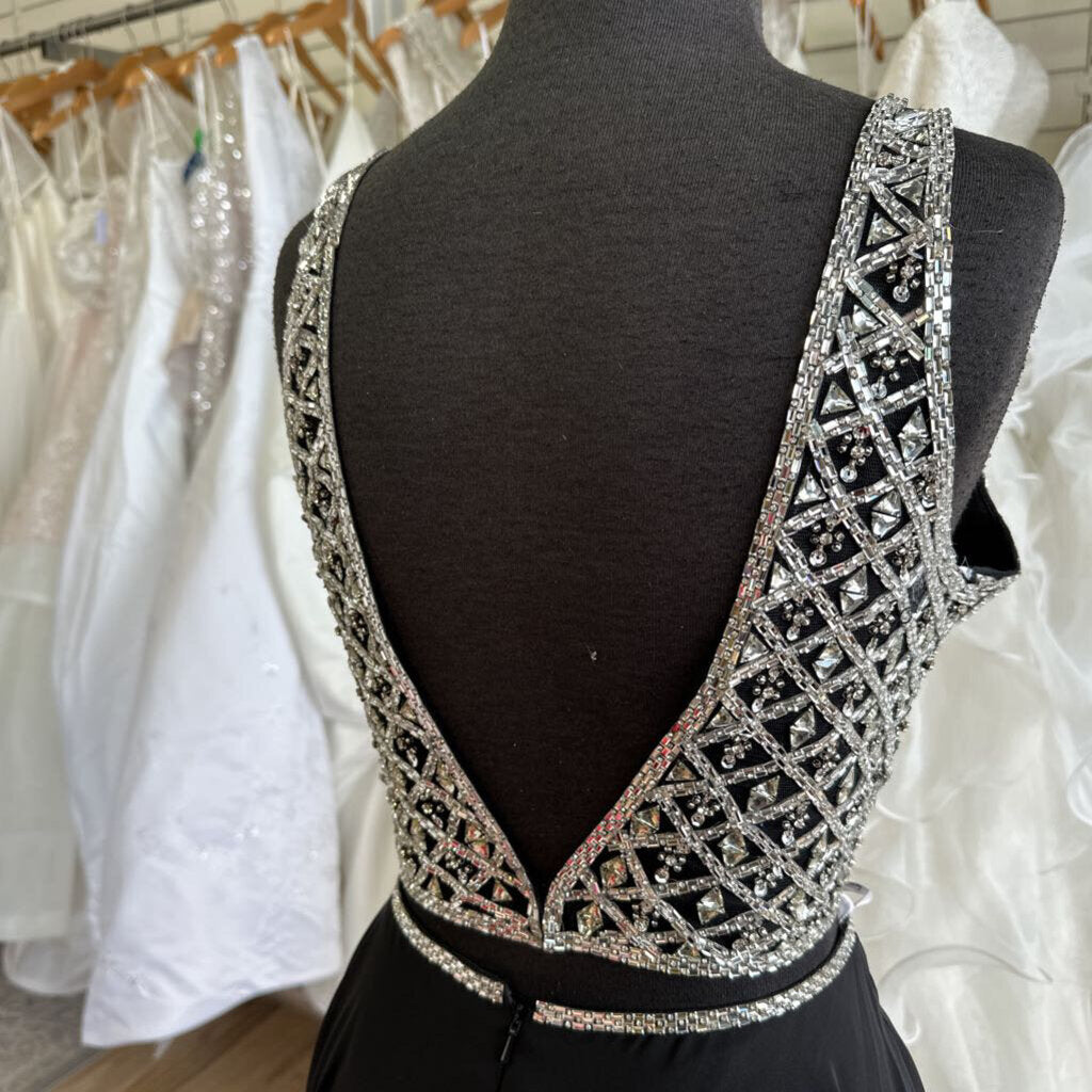 Tiffany Black/Silver Two-Piece Long Formal 10