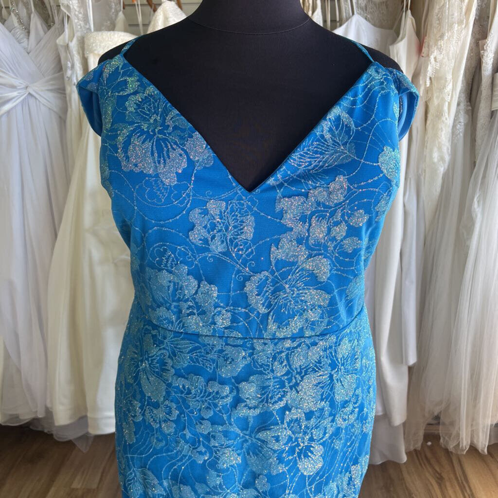 Christina Wu Bright Blue Shimmer Off Shoulder Long Formal 28