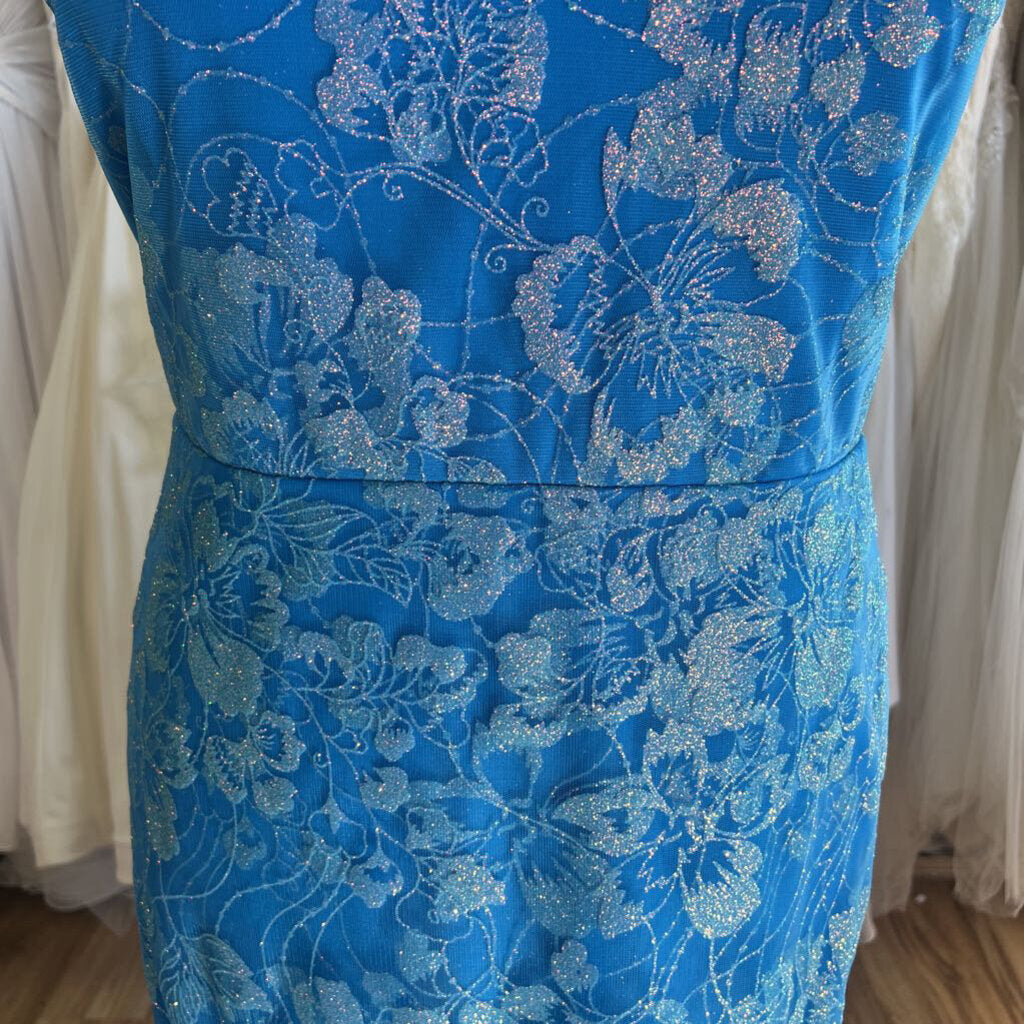 Christina Wu Bright Blue Shimmer Off Shoulder Long Formal 28