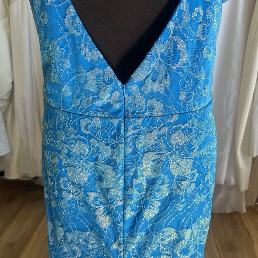 Christina Wu Bright Blue Shimmer Off Shoulder Long Formal 28