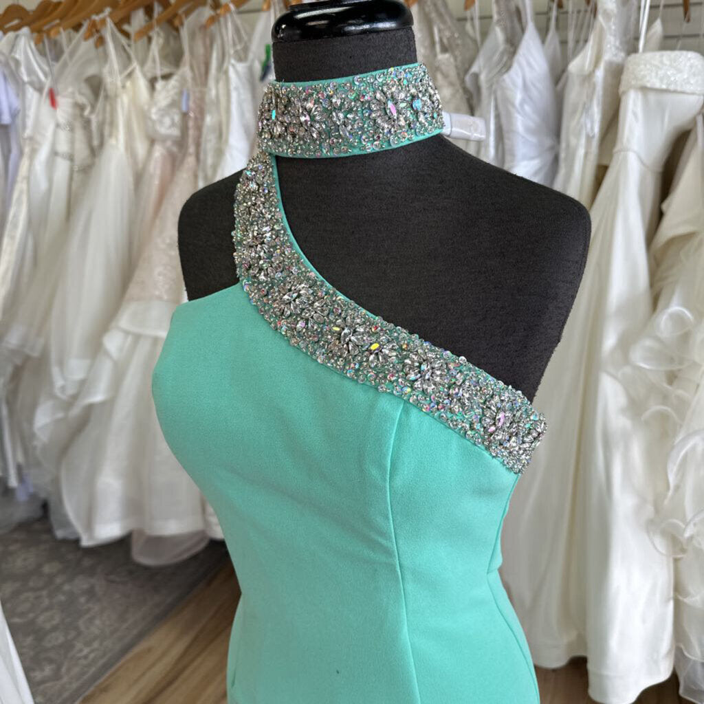 Panoply Sea Foam High Neck Long Formal 8