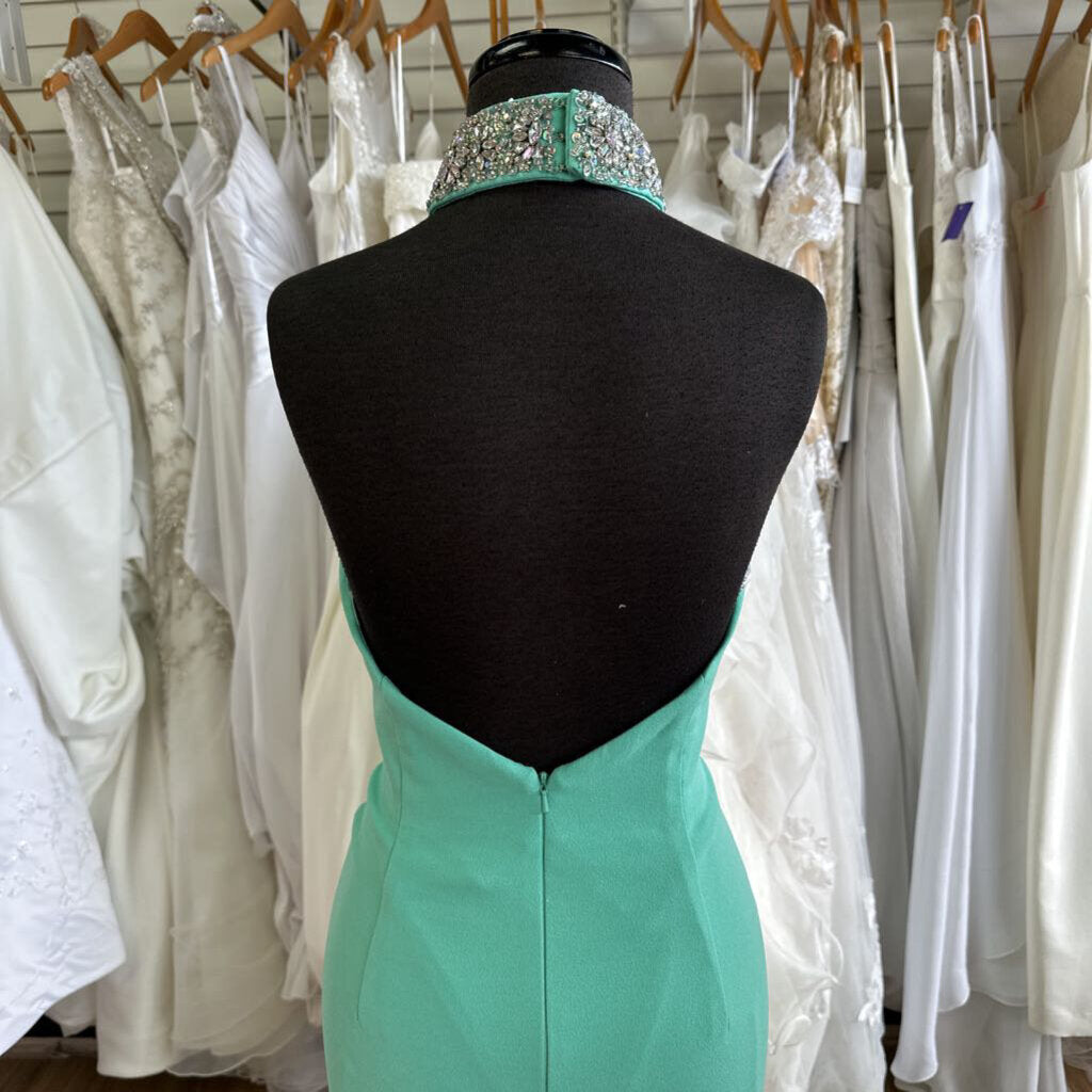 Panoply Sea Foam High Neck Long Formal 8