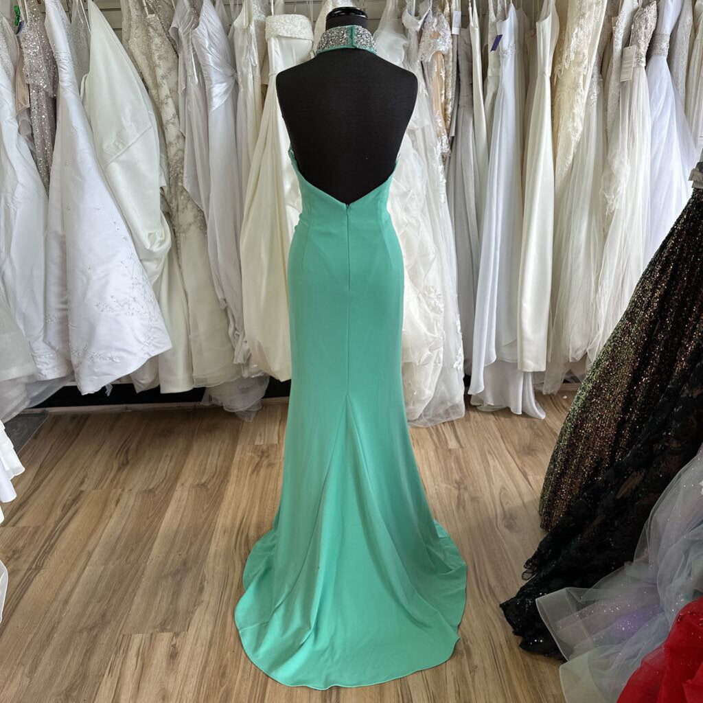 Panoply Sea Foam High Neck Long Formal 8