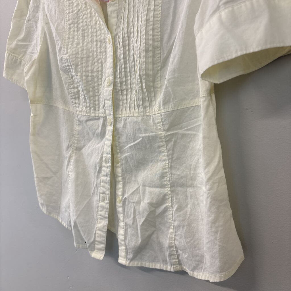 Paul and Joe Pale Yellow Short Sleeve Button Down Top Large