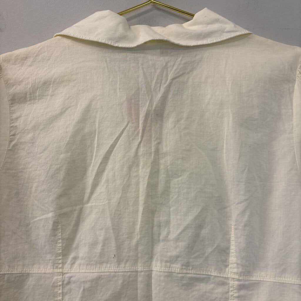 Paul and Joe Pale Yellow Short Sleeve Button Down Top Large