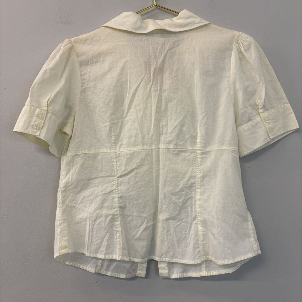Paul and Joe Pale Yellow Short Sleeve Button Down Top Large