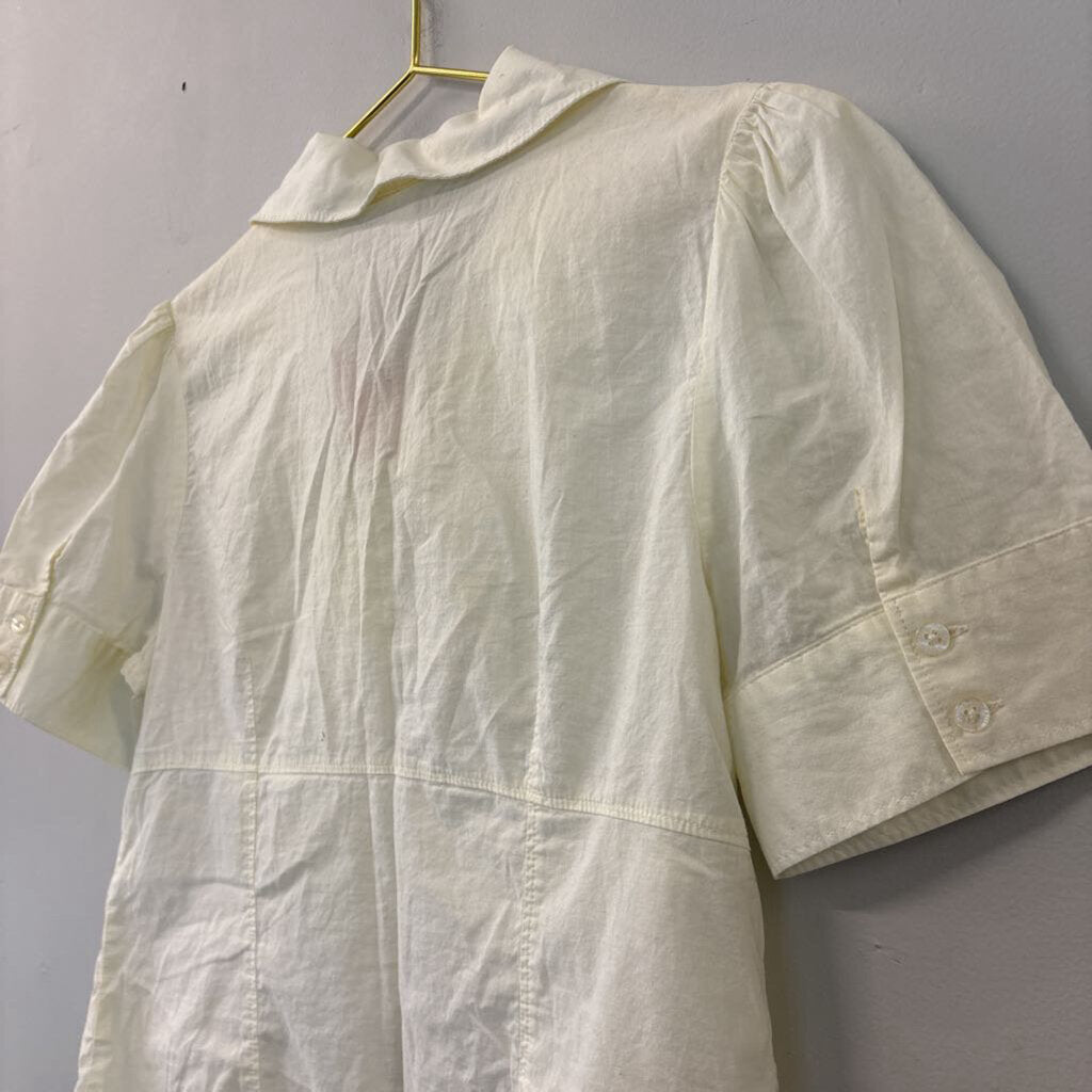Paul and Joe Pale Yellow Short Sleeve Button Down Top Large