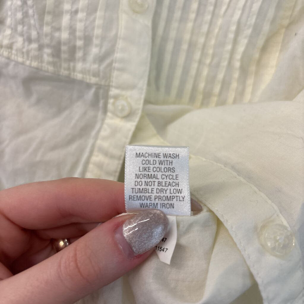 Paul and Joe Pale Yellow Short Sleeve Button Down Top Large